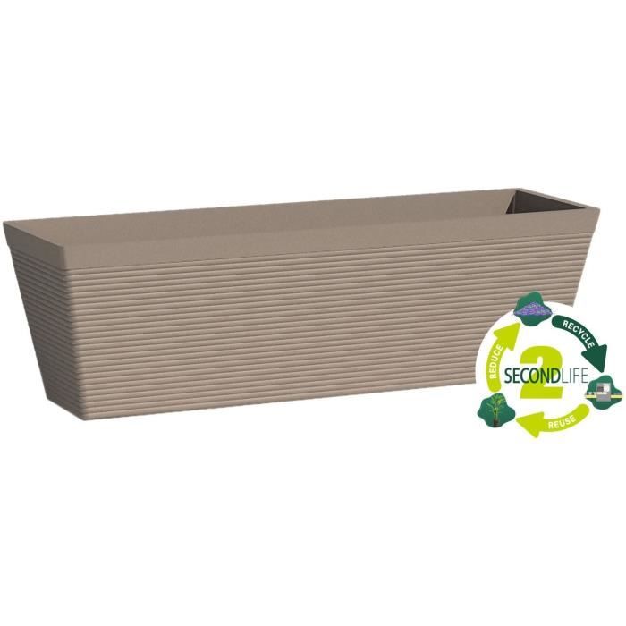 Jardiniere - GARDEN ID - Green Care Impact Taupe - 50 x 16 x 16 cm - Garanti 10ans - 100% recyclé - UV/gel résistant