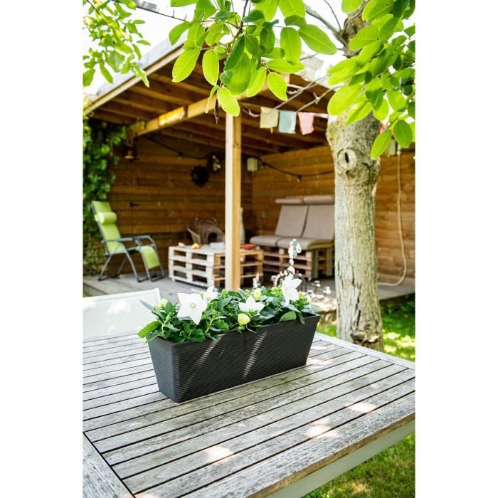 Jardiniere - GARDEN ID - Green Care Impact Noir-Anth - 50 x 16 x 16 cm - Garanti 10ans - 100% recyclé - UV/gel résistant