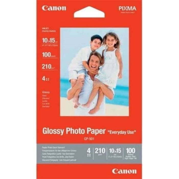 Papier photo glacé Canon GP-501 - 10x15cm - 210g - 100 feuilles