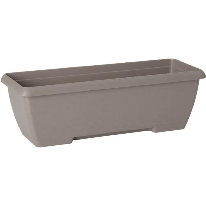 Jardiniere - GARDEN ID Teramo - Taupe 60 cm - Solidité - Réserve d'eau intégrée - Recyclé & 100% recyclable - Volume pour plantes