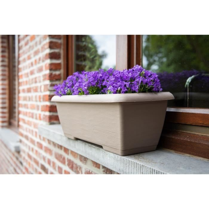 Jardiniere - GARDEN ID Teramo - Taupe 60 cm - Solidité - Réserve d'eau intégrée - Recyclé & 100% recyclable - Volume pour plantes