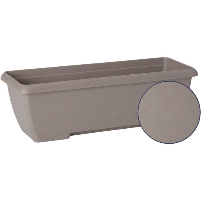 Jardiniere - GARDEN ID Teramo - Taupe 60 cm - Solidité - Réserve d'eau intégrée - Recyclé & 100% recyclable - Volume pour plantes