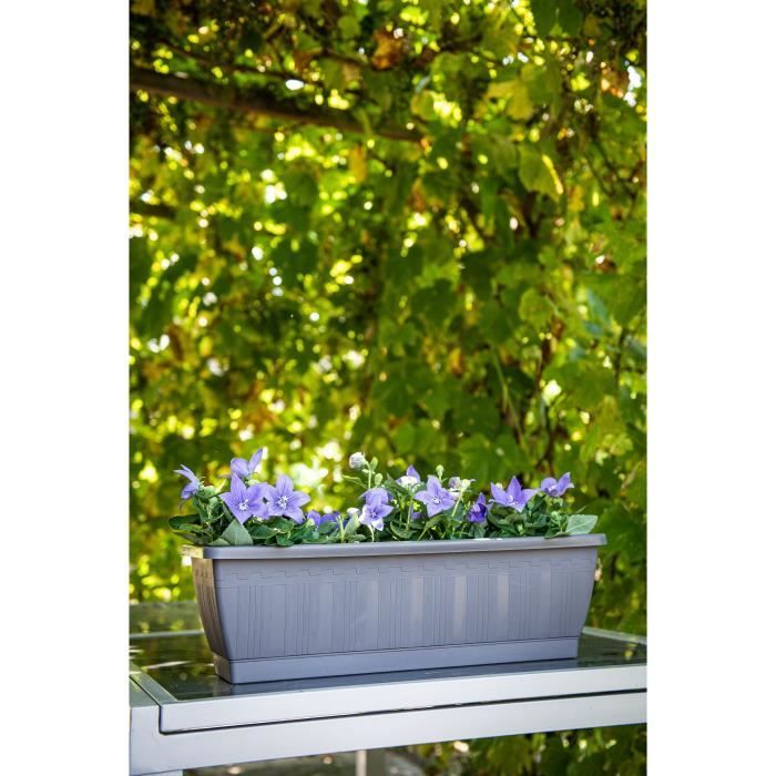 Jardiniere - GARDEN ID Terraflor - Anthracite 60cm - Solidité - Réserve d'eau - Recyclé & 100% recyclable - Volume pour plantes.