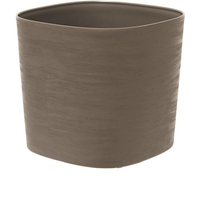 Pot avec réserve d'eau - GARDEN ID Respect - Taupe 20 x 20 cm - 100% déchets ménagers - 100% recyclable - Surface structurée.