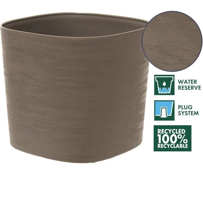 Pot avec réserve d'eau - GARDEN ID Respect - Taupe 20 x 20 cm - 100% déchets ménagers - 100% recyclable - Surface structurée.