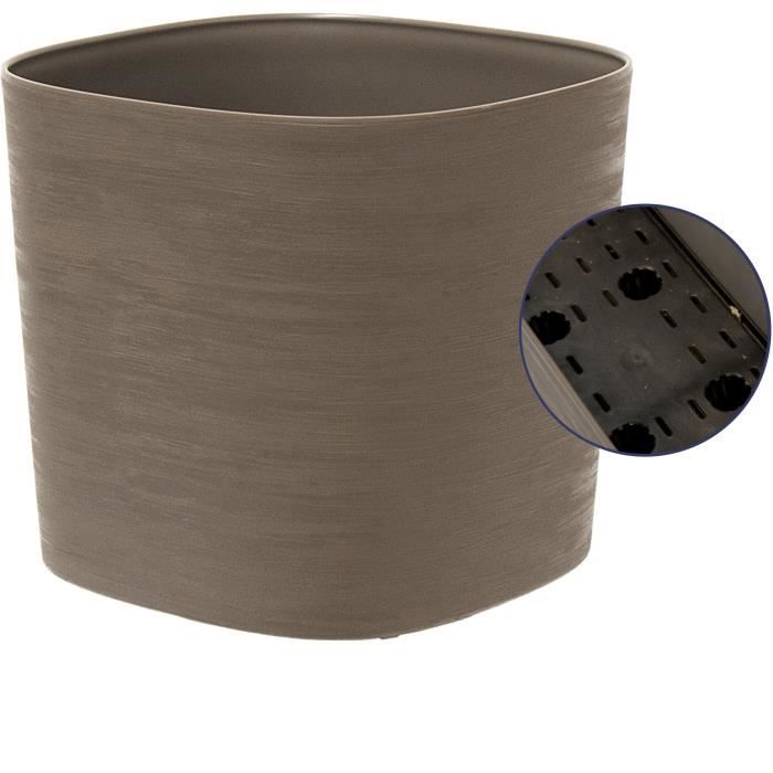 Pot avec réserve d'eau - GARDEN ID Respect - Taupe 20 x 20 cm - 100% déchets ménagers - 100% recyclable - Surface structurée.