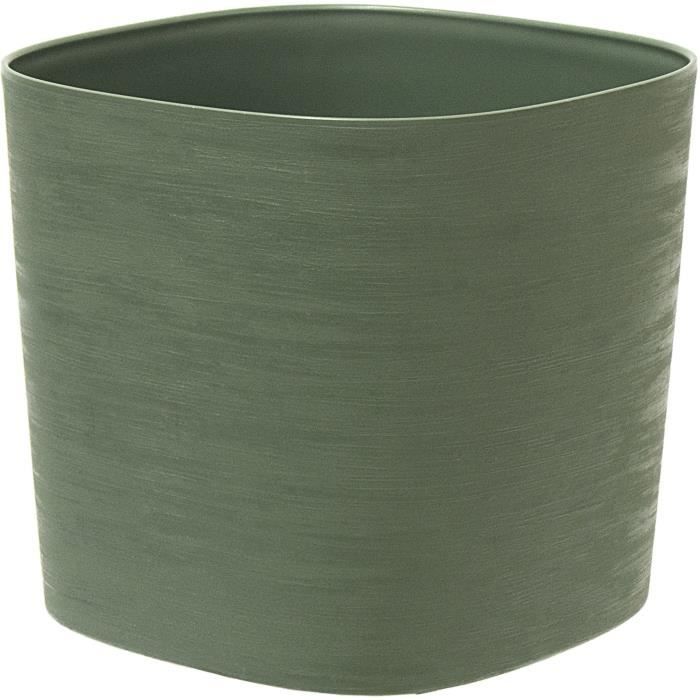 Pot avec réserve d'eau - GARDEN ID Respect - Vert-de-gris 20 x 20 cm - 100% déchets ménagers - 100% recyclable - Surface structurée.