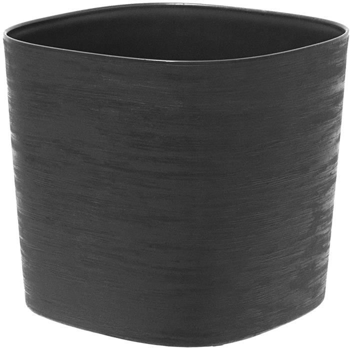 Pot avec réserve d'eau - GARDEN ID Respect - Noir-Anth 20 x 20 cm - 100% déchets ménagers - 100% recyclable - Surface structurée.