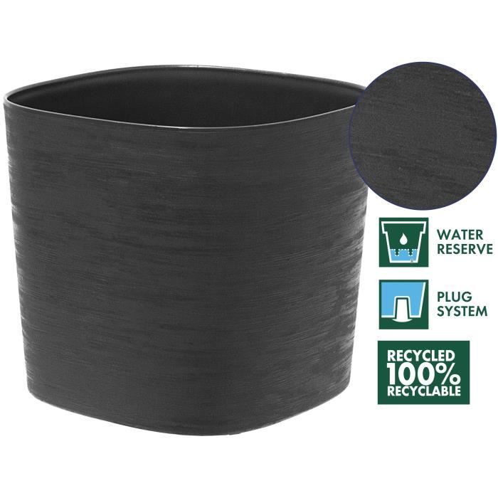 Pot avec réserve d'eau - GARDEN ID Respect - Noir-Anth 20 x 20 cm - 100% déchets ménagers - 100% recyclable - Surface structurée.