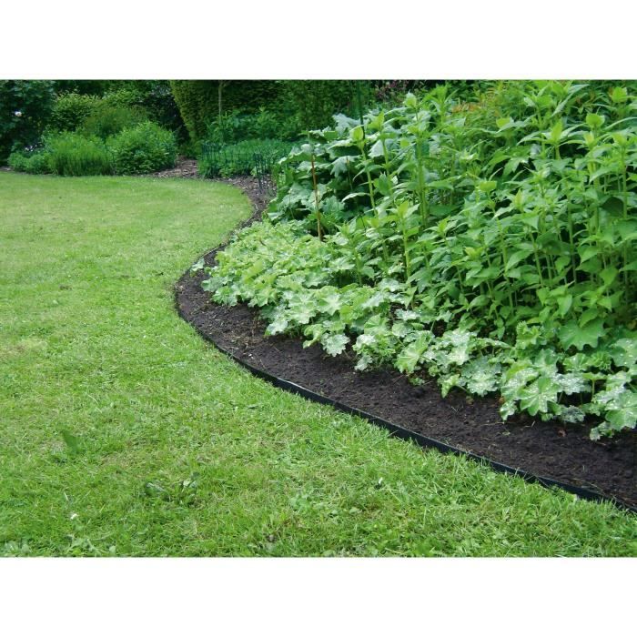 Bordure de jardin en caoutchouc recyclé - GARDEN ID Eco Border - 5 m H10 cm - Indestructible - Flexible, pose droite ou courbée.