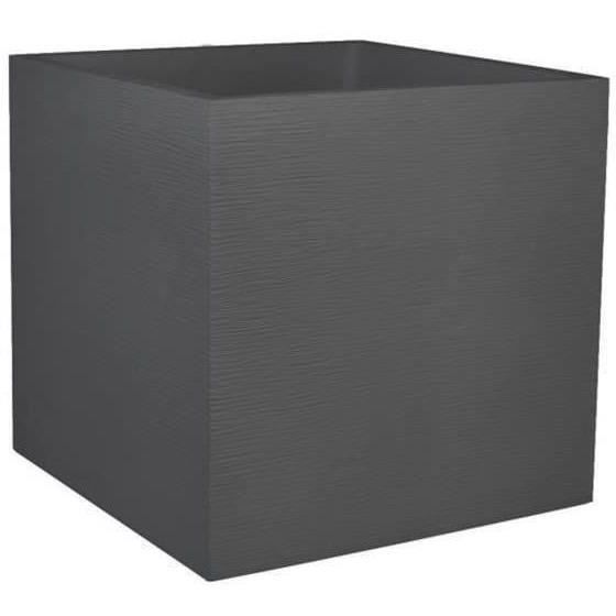 EDA PLASTIQUE Bac a fleurs carré Graphit - 57 L - 49,5 x 49,5 x 49,5 cm - Gris anthracite