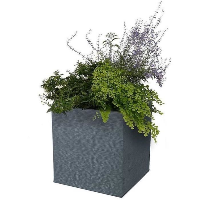 EDA PLASTIQUE Bac a fleurs carré Graphit - 57 L - 49,5 x 49,5 x 49,5 cm - Gris anthracite