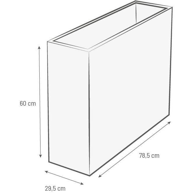 EDA PLASTIQUE Bac a fleurs Muret Loft Graphit - 46 L - 78,5 x 29,5 x 60 cm - Blanc cérusé