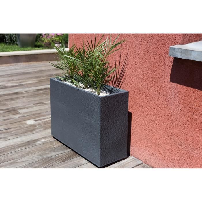 EDA PLASTIQUE Bac a fleurs Muret Loft Graphit - 46 L - 78,5 x 29,5 x 60 cm - Gris anthracite