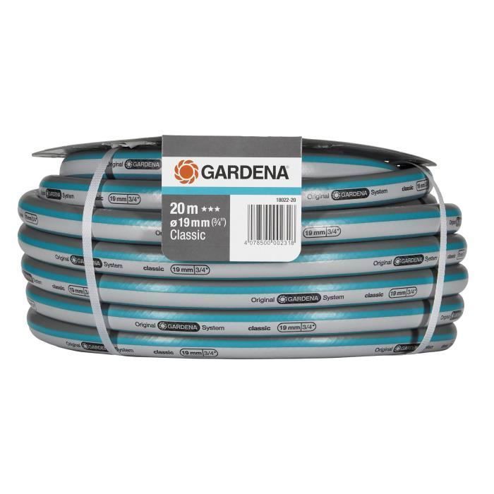 GARDENA Tuyau d'arrosage Classic  Longueur 20m  Ø19mm  Haute résistance pression 22 bar maximum  Garantie 12 ans (18022-20)