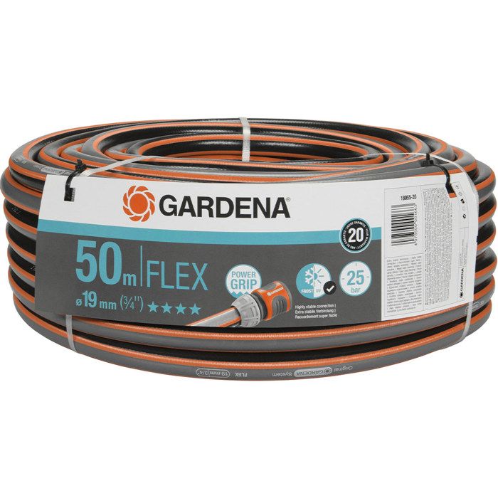 GARDENA Tuyau d'arrosage Comfort FLEX  Longueur 50m  Ø19mm  Anti noeud et indéformable  Garantie 20 ans (18055-20)