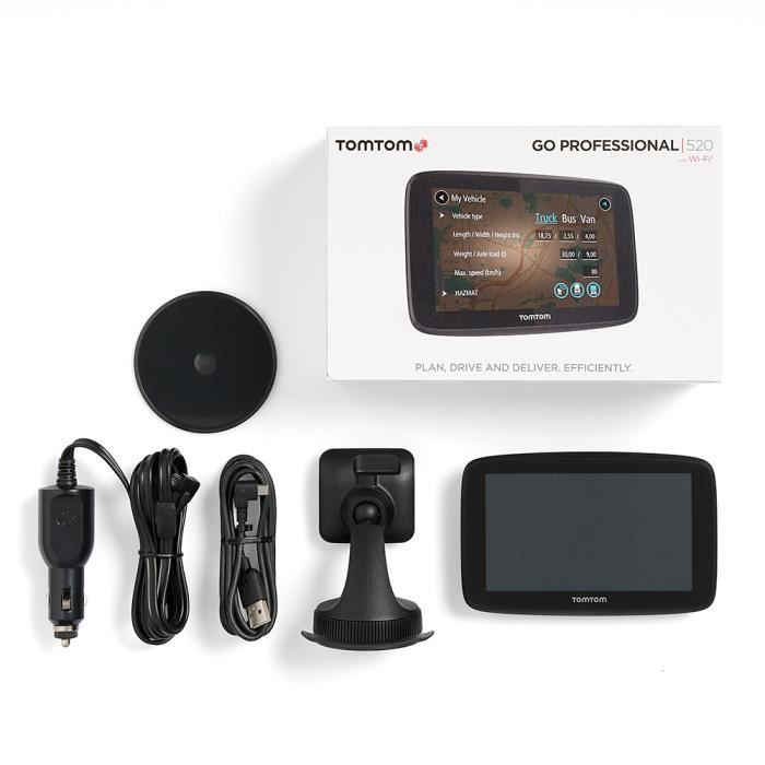 GPS Poids Lourds TomTom GO Professional 520 - Cartographie Europe 49 pays - Wi-Fi intégré - Appels mains-libres