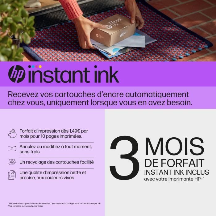 Imprimante tout-en-un HP Envy 6022e Jet d'encre couleur - Copie Scan - Idéal pour la famille - 3 mois d'Instant ink inclus avec HP+