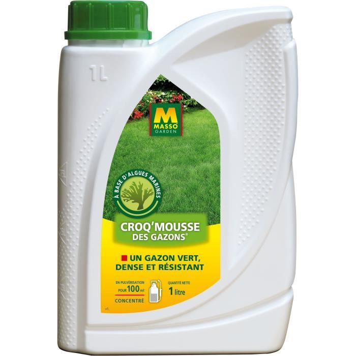 Engrais - MASSO GARDEN - 242309 - Croq'Mousse des gazons - 1 L