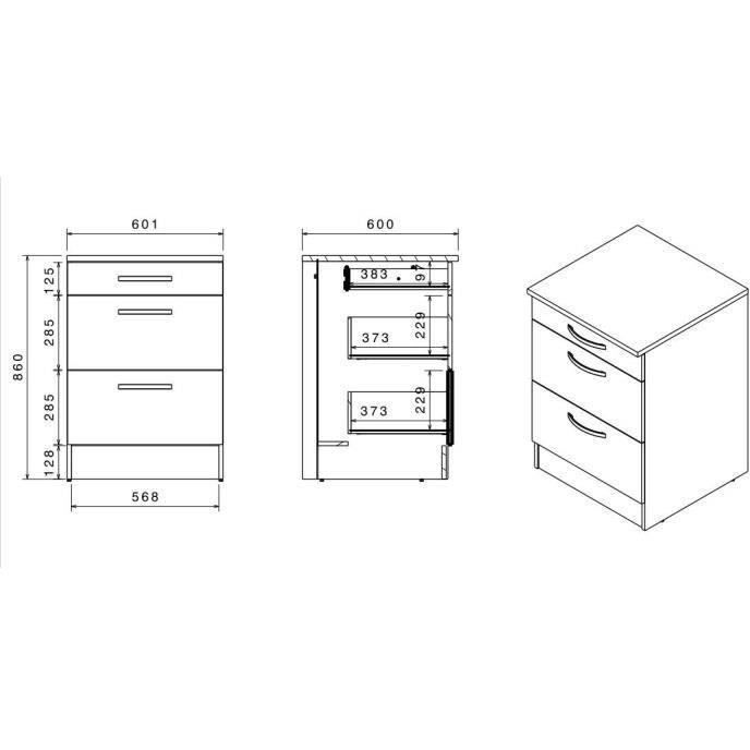 Cuisine complete OSLO - L 300 cm - Décor chene - Plan de travail inclus