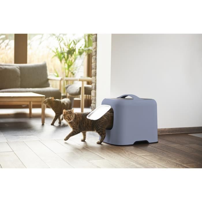 ROTHO - Maison toilette pour chat 51 x 39 x 40 cm - Bac a litiere - Bleu Horizon