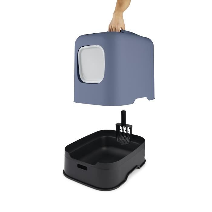 ROTHO - Maison toilette pour chat 51 x 39 x 40 cm - Bac a litiere - Bleu Horizon