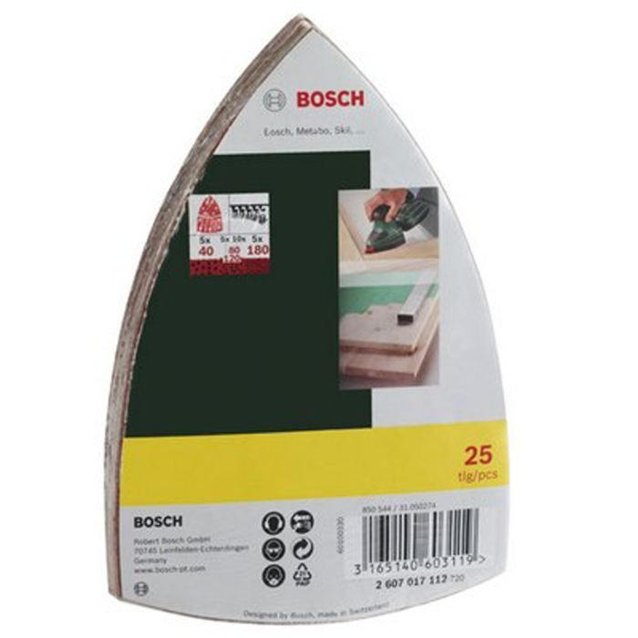 Assortiment de 25 disques abrasifs Bosch - Pour Ponceuses Multi, Grain 40/80/120/180