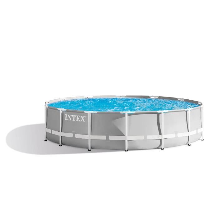 Kit Piscine hors sol tubulaire INTEX - Pris Frame - 427 x 107 cm - Ronde (Livrée avec pompe, bâche et échelle) - 26720NP