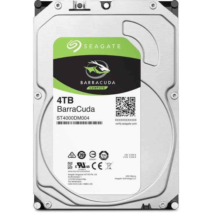 SEAGATE - Disque dur Interne HDD - BarraCuda - 4To - 5 400 tr/min - 3.5