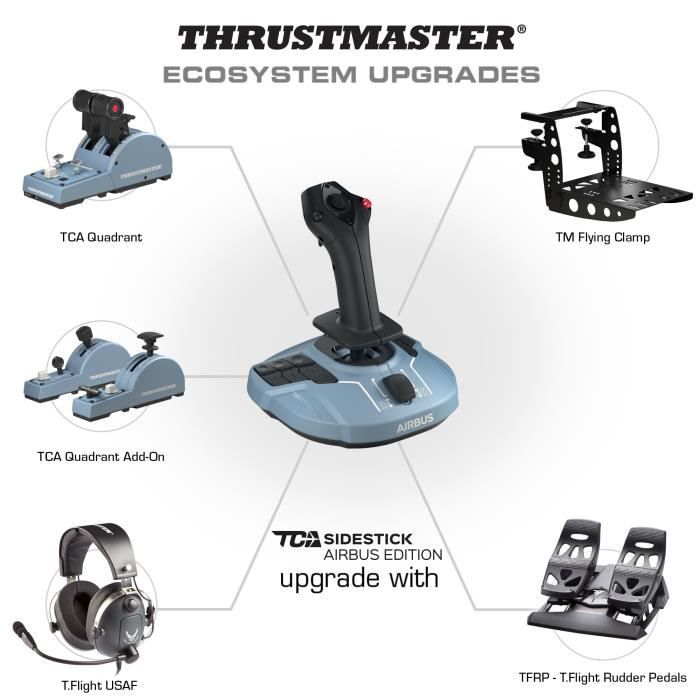 THRUSTMASTER Joystick TCA Officer Pack Airbus Edition : Réplique ergonomique du Mini-manche et Quadrant Airbus