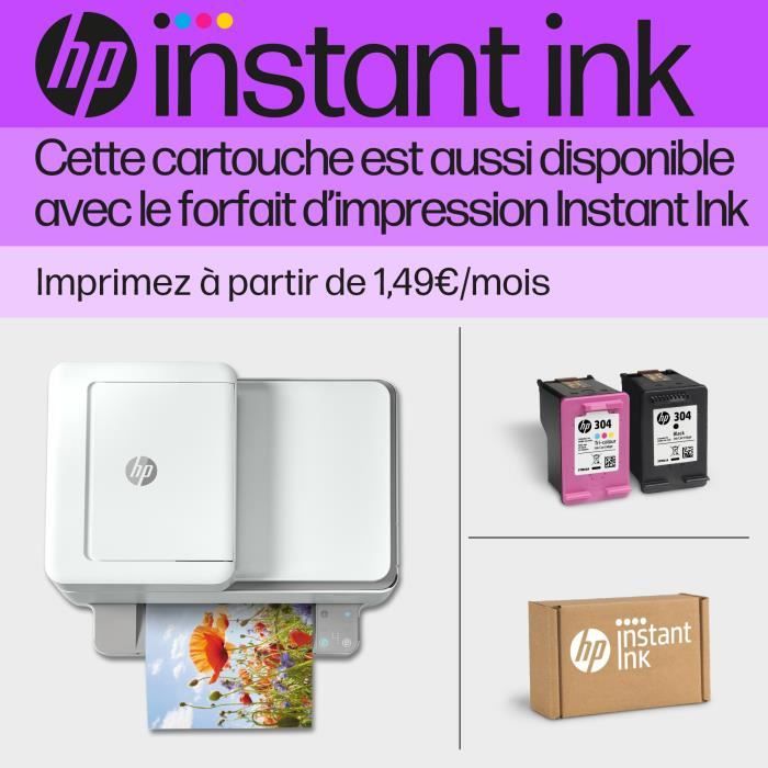 HP 304 Pack de 2 cartouches d'encre noire et trois couleurs authentiques (3JB05AE) pour DeskJet 2620/2630/3720/3730, Envy 5020/5030