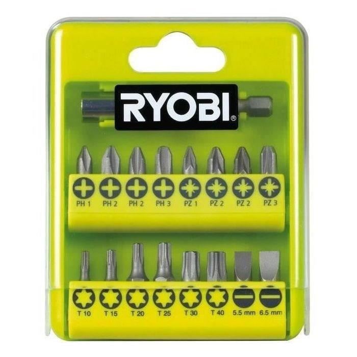 RYOBI - Boîte cristal 17 accessoires de vissage PH / PZ / SL / TX  boîte-présentoir  - RAK17SD