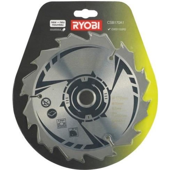 RYOBI - Lame 170 mm - 12 dents - alésage 20 mm pour scie circulaire EWS1150RS - CSB170A1