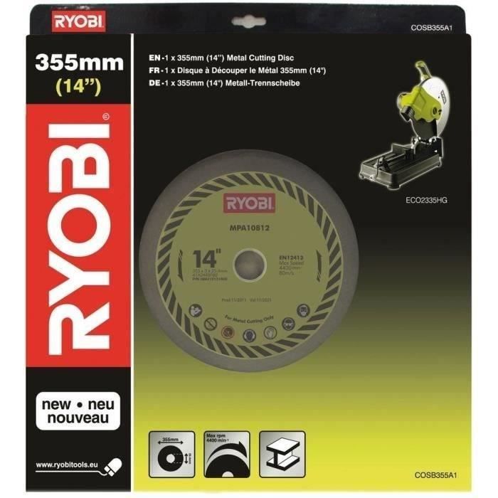 RYOBI - Disque universel a tronçonner le métal diam. 355 mm alésage 25,4 mm - COSB355A1