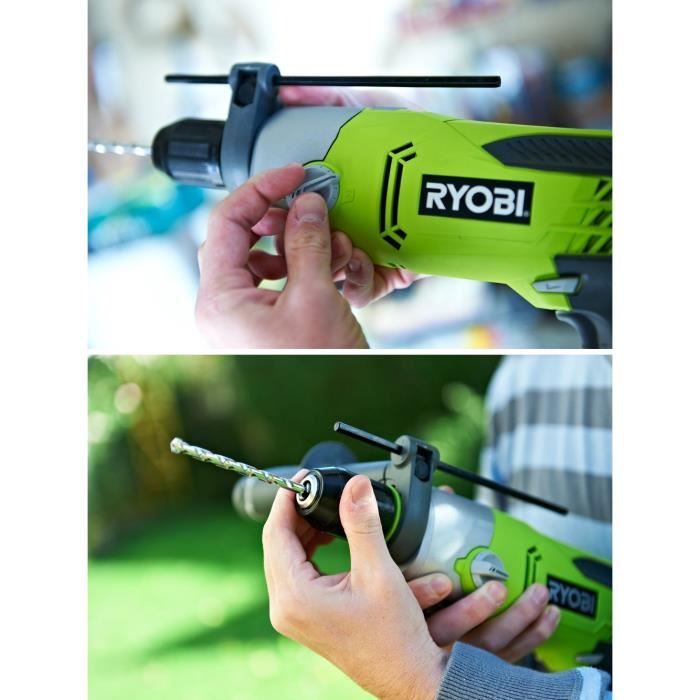 RYOBI - Perceuse a percussion 1 200 W - 1 200-3 000 cp/min - 2 vitesses - mandrin 13 mm métal - LED - Livrée en coffret - RPD1200-K