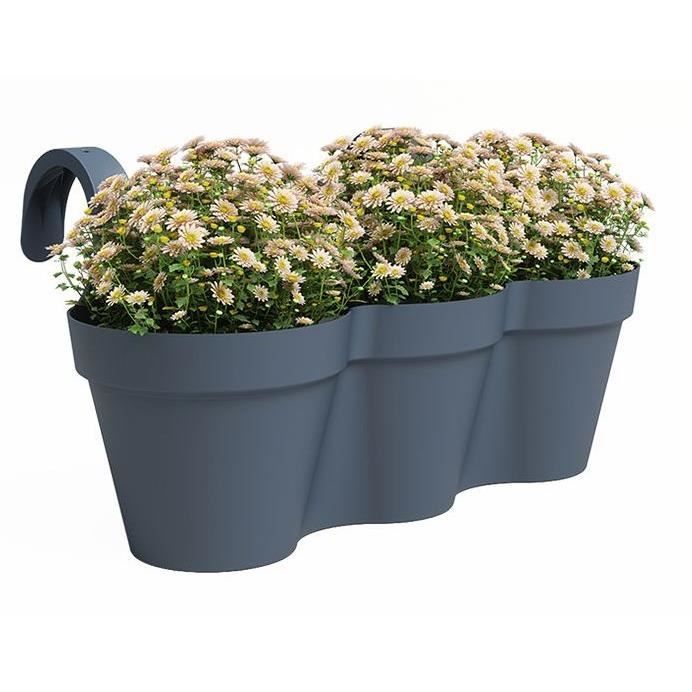 Pot ARTEVASI - CAPRI TRIPLE - Balcon - Bleu Ardoise - L54 x P30,5 x H28 cm