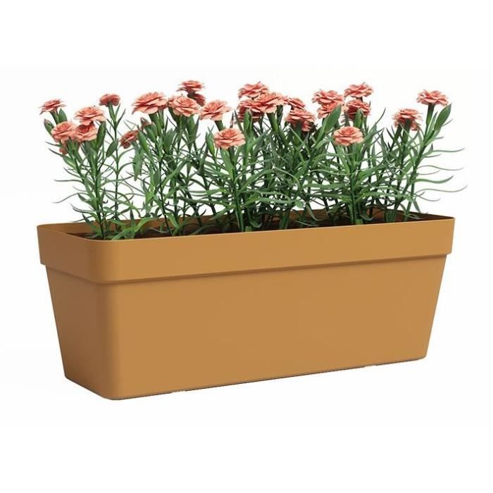 Jardiniere - Plastique - Jaune miel - Rectangulaire - L49,9 x P20 x H18,1cm - ARTEVASI