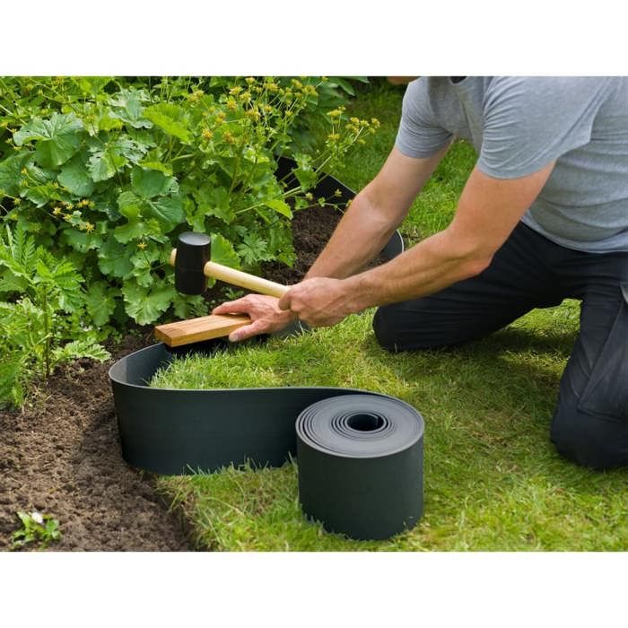 Bordure de jardin en PE noir - Nature - Bordure de jardin - 7,5cm x 10m - Épaisseur 3mm