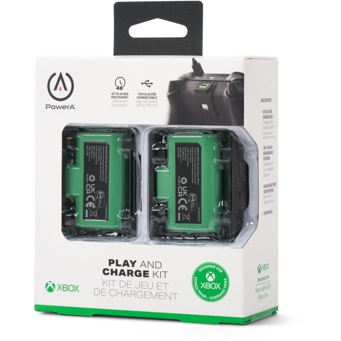 Kit Play & Charge - POWER A - XBPW0119-01 - Pour manettes sans fil Xbox Series X|S - Noir