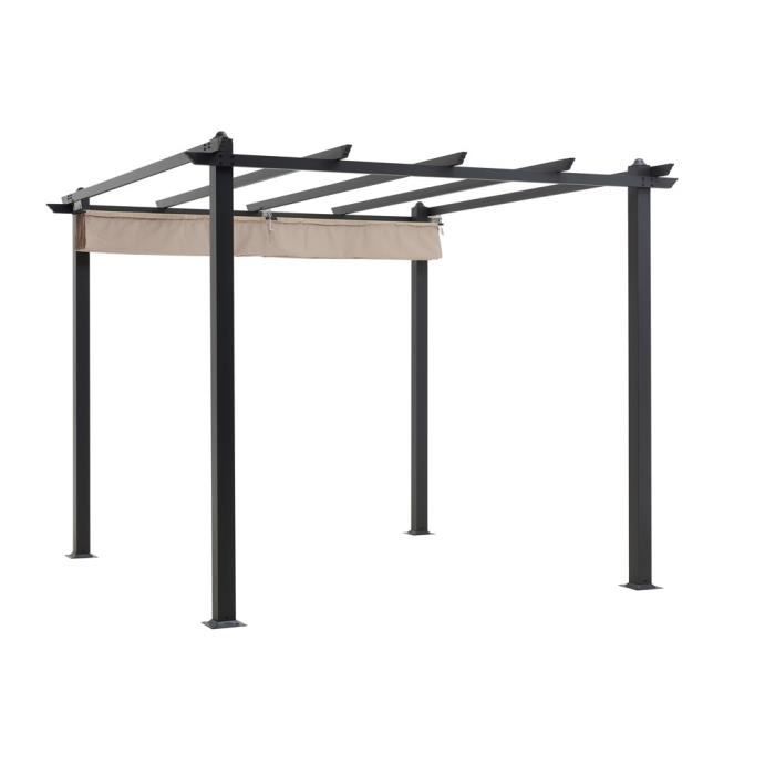 Pergola en aluminium CORDOBA - Beige - 3 x 3 m