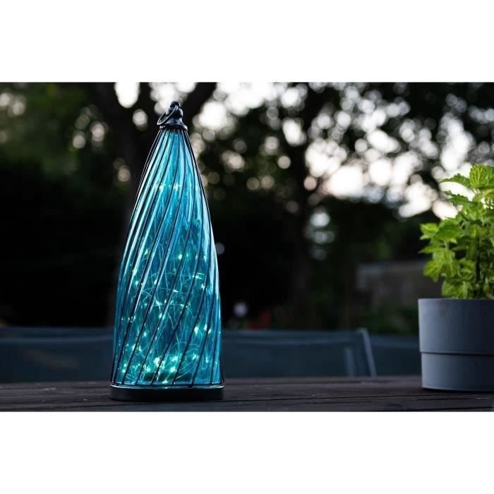 Lanterne solaire - GARDEN ID Blue Dome - Ø17 H40 cm - Autonomie 6-8h -Bouton on/off - Pile AA rechargeable.