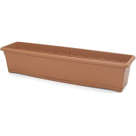 PLASTIKEN Jardiniere rectangulaire Ø 80 X 20 cm avec plateau - Terracotta