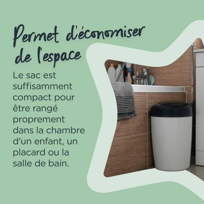 TOMMEE TIPPEE Lot de 3 Recharges de Poubelle a Couches pour Simplee Sangenic, Protection Anti-Odeur et Anti-Germe