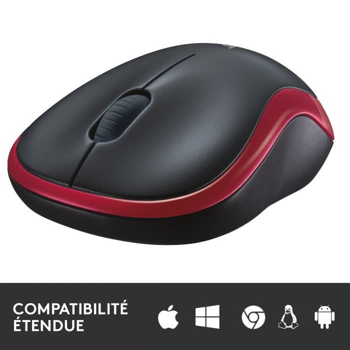 Souris sans fil - Logitech - M185 - Optique - Rouge