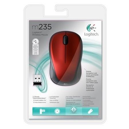 Souris - Sans fil - Logitech - M235 - Rouge