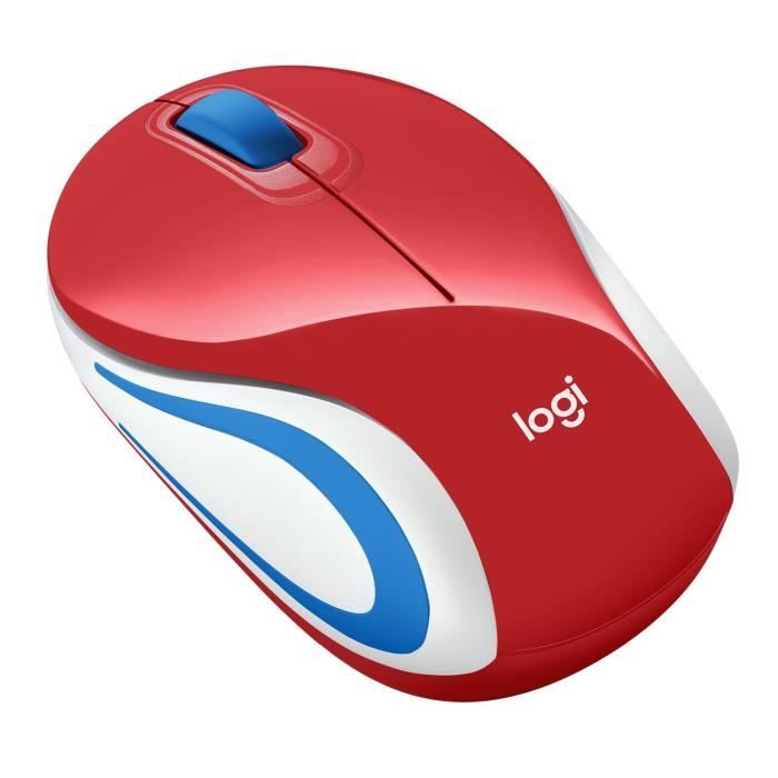 Souris mini - Sans fil - Logitech - M187 - Optique - Rouge