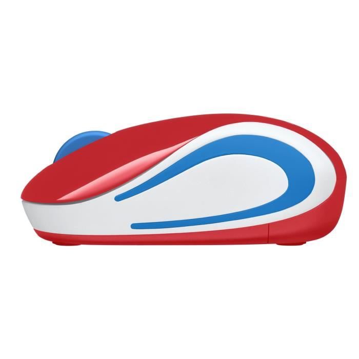 Souris mini - Sans fil - Logitech - M187 - Optique - Rouge