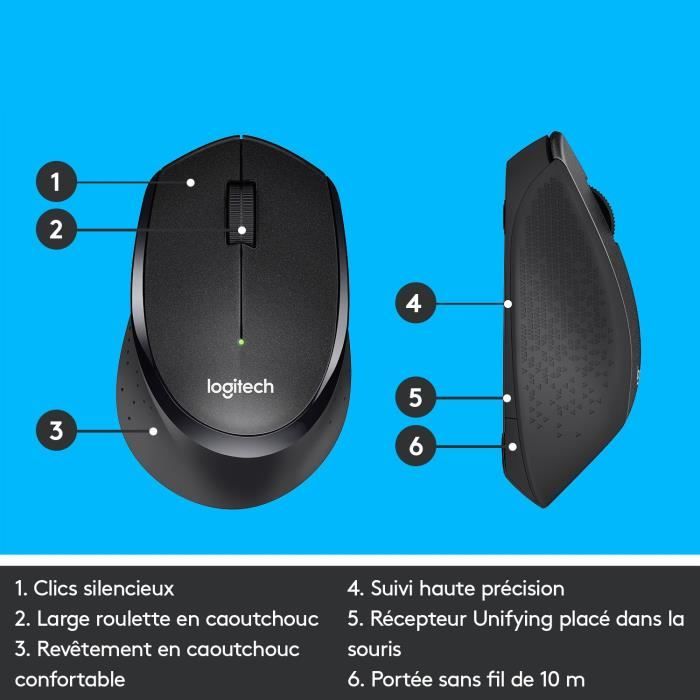 Souris - Sans fil - Logitech - M330 Silent - Silencieuse - Noir