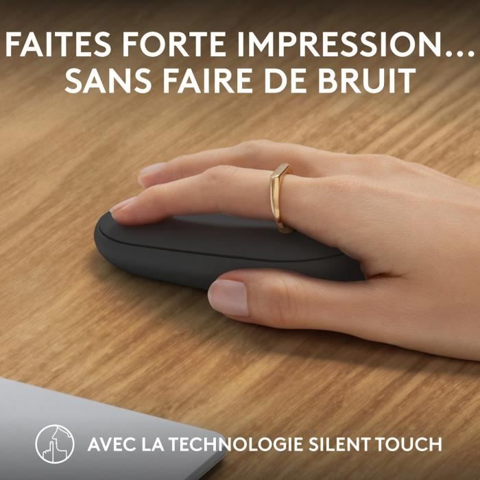 Souris Logitech Pebble Mouse 2 M350s souris fine sans fil Bluetooth, portable, légere - Graphite