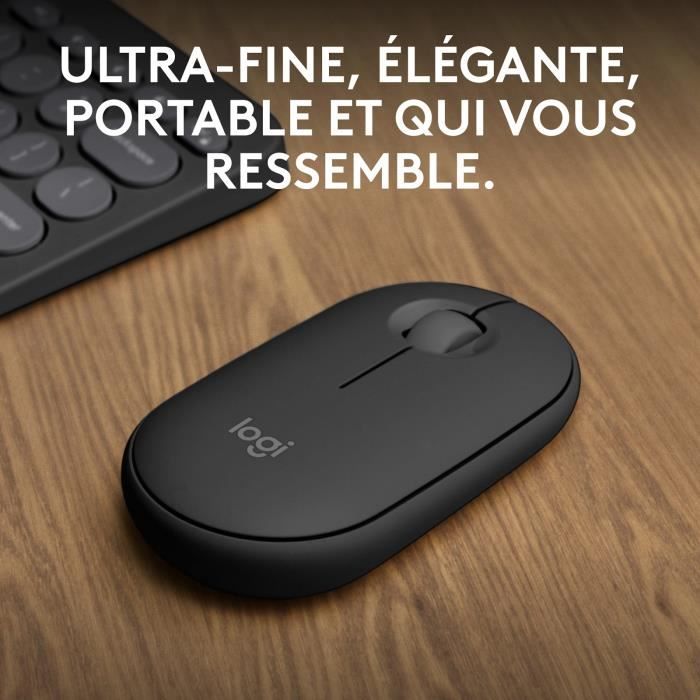 Souris Logitech Pebble Mouse 2 M350s souris fine sans fil Bluetooth, portable, légere - Graphite